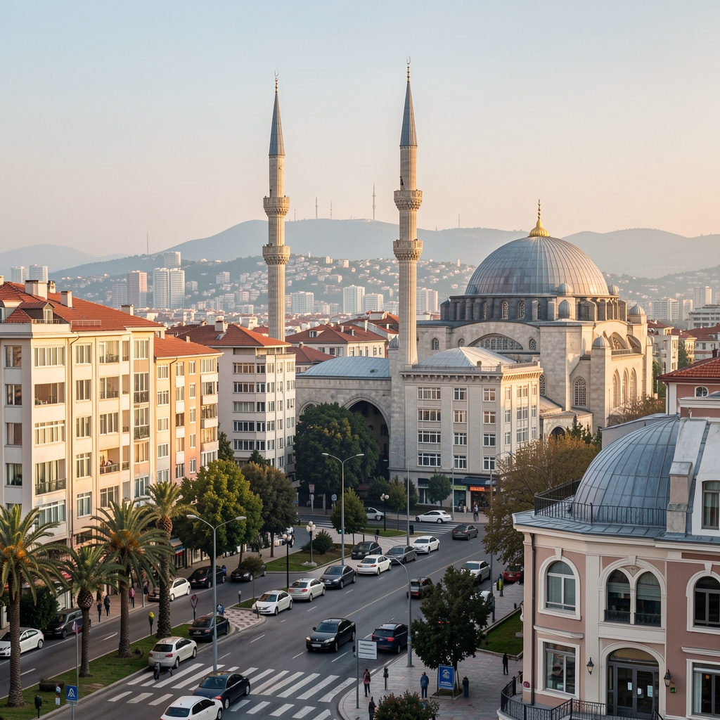 İstanbul Levent'te modern ofis binası, cam cephe ve Büyükdere Caddesi manzarasıyla